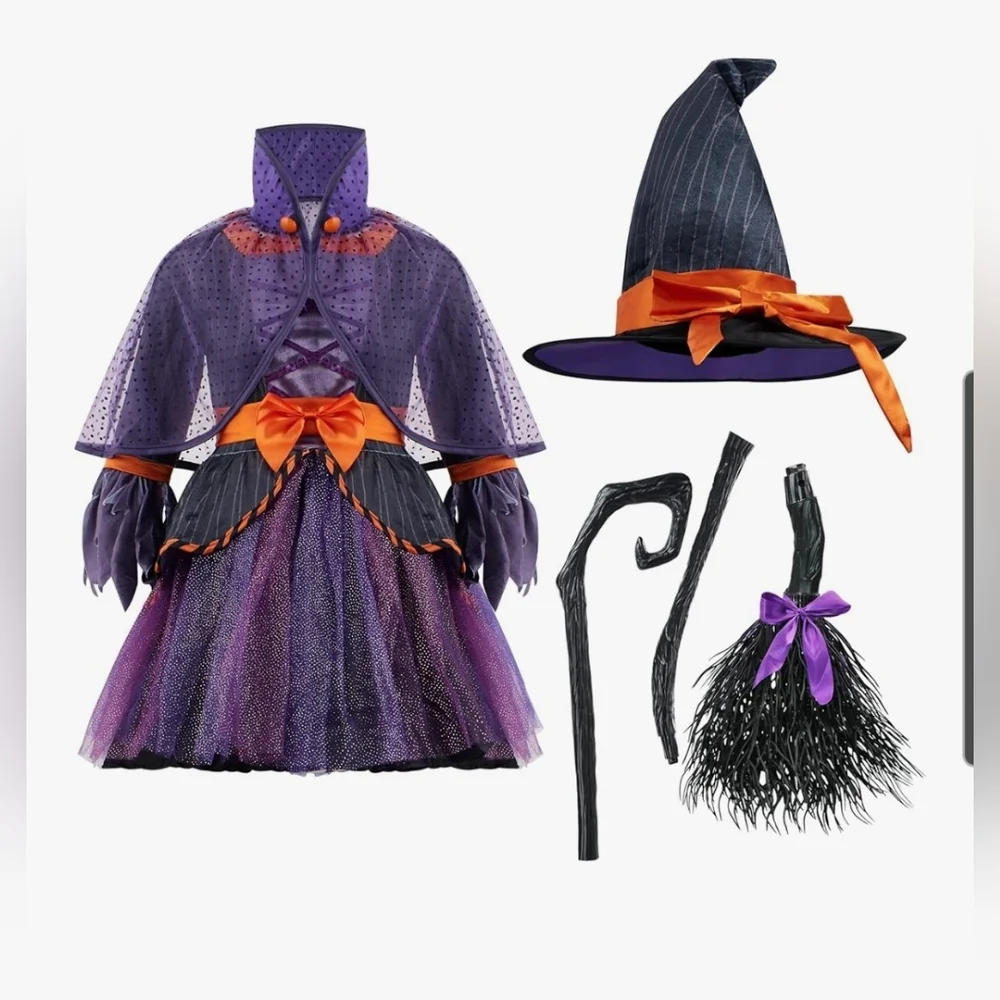 Purple and Orange Witch Costume for Kids By Spooktacular Size 3T